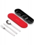 Guzzini, Posate da viaggio in acciaio inox con custodia rossa Store&Go